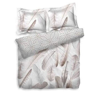 Leen Bakker Heckett & Lane dekbedovertrek Sarti - taupe/grijs - 200x200 cm - Leen Bakker aanbieding