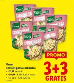 Lidl Knorr Instant pasta carbonara aanbieding