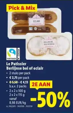 Lidl Le patissier berlijnse bol of eclair aanbieding
