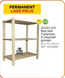 Brico Baseline rek met 3 planken in massief grenen aanbieding