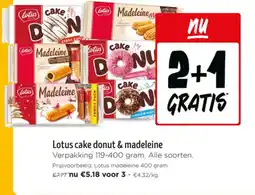 Jumbo Lotus cake donut & madeleine aanbieding
