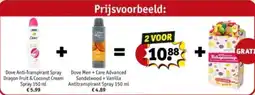 Kruidvat Dove anti-transpirant spray dragon fruit & coconut cream spray aanbieding
