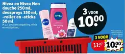Kruidvat Nivea en Nivea Men douche deosprays roller en sticks aanbieding
