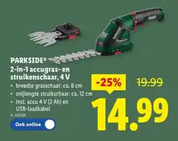 Lidl 2-in-1 accugras- en struikenschaar, 4 V aanbieding