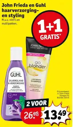 Kruidvat John frieda en guhl haarverzorging en styling 1+1 aanbieding