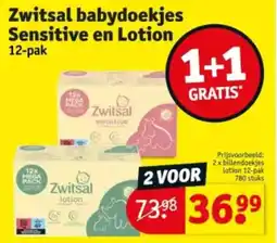Kruidvat Zwitsal babydoekjes sensitive en lotion aanbieding