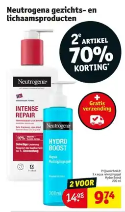 Kruidvat Neutrogena gezichts en lichaamsproducten aanbieding