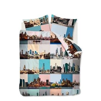 Ambiante dekbedovertrek City Fragments - 200x200/220 cm - Leen Bakker