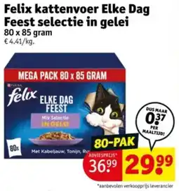 Kruidvat Felix kattenvoer Elke Dag Feest selectie in gelei aanbieding