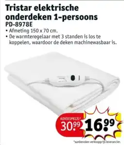 Kruidvat Tristar elektrische onderdeken 1 persoons aanbieding