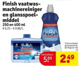 Kruidvat Finish vaatwasmachinereiniger en glansspoelmiddel aanbieding