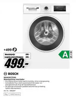 MediaMarkt Bosch Wasmachine voorlader WAN2827DNL aanbieding