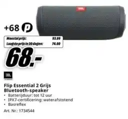 MediaMarkt JBL Flip Essential 2 Grijs Bluetooth speaker aanbieding