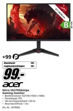 MediaMarkt Acer Nitro VG270Gbmipx Gaming monitor aanbieding
