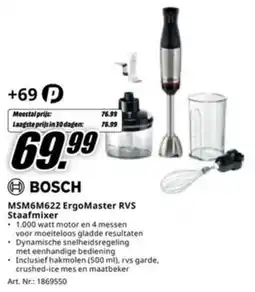 MediaMarkt Bosch MSM6M622 ErgoMaster RVS Staafmixer aanbieding