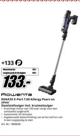 MediaMarkt Rowenta RH6A35 X-Pert 7.60 Allergy Paars en zilver Steelstofzuiger incl. kruimelzuiger aanbieding
