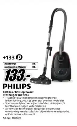 MediaMarkt Philips XD6142/12 Diep zwart Stofzuiger met zak aanbieding