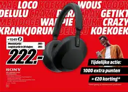 MediaMarkt SONY WH-1000XM5 Zwart Hoofdtelefoon aanbieding