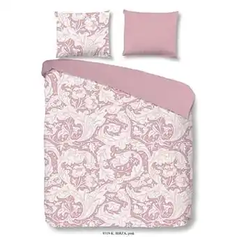 Leen Bakker Descanso dekbedovertrek Birza - roze - 200x200/220 cm - Leen Bakker aanbieding
