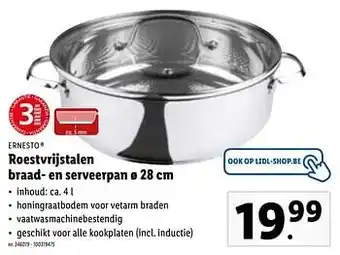Lidl Roestvrijstalen braad- en serveerpan aanbieding