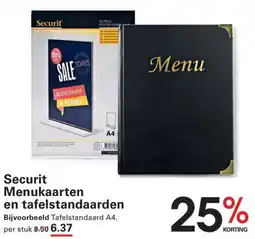 Sligro Securit Menukaarten en tafelstandaarden aanbieding