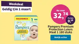 Plein.nl Pampers Premium Protection Luiers Maat 1 aanbieding