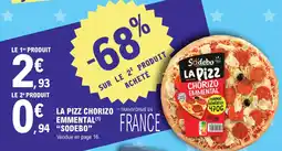 E.Leclerc La Pizz Chorizo Emmental Sodebo aanbieding