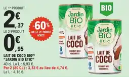 E.Leclerc Lait De Coco Bio Jardin Bio Etic aanbieding