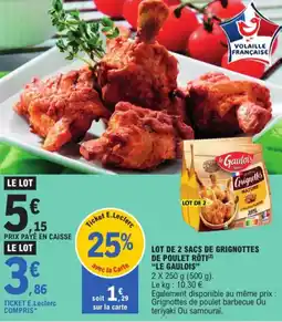 E.Leclerc Lot de 2 sacs de grignottes de poulet rôti Le Gaulois aanbieding