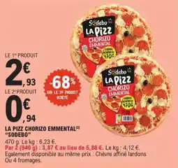 E.Leclerc La Pizz Chorizo Emmental Sodebo aanbieding