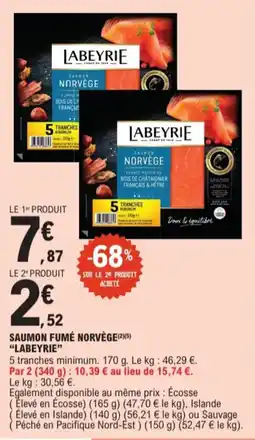 E.Leclerc Saumon Fumé Norvège Labeyrie aanbieding
