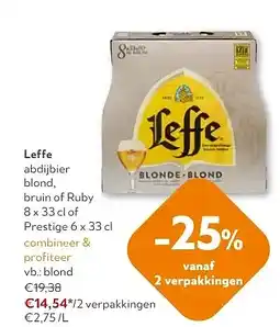 OKay Leffe abdijbier blond, bruin of Ruby 8 x 33 cl aanbieding