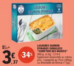 E.Leclerc Lasagnes Saumon épinards surgelées Comptoir des Marees aanbieding