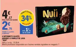 E.Leclerc 4 Bâtonnets Glacés Amande & Vanille De Java Nuii aanbieding