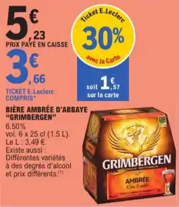 E.Leclerc Bière Ambrée D'Abbaye Grimbergen 6.50 % aanbieding