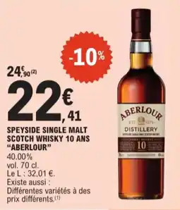 E.Leclerc Speyside Single Malt Scotch Whisky 10 Ans Aberlour aanbieding