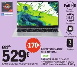 E.Leclerc Acer PC Portable Aspire Al15-45P-R1YZ aanbieding