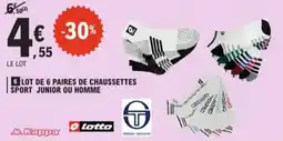E.Leclerc Lot de 6 paires de chaussettes sport junior ou homme aanbieding