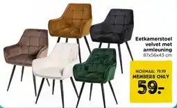 Xenos Eetkamerstoel Velvet met Armleuning aanbieding