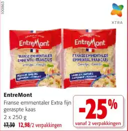Colruyt Entre mont franse emmentaler extra fijn geraspte kaas aanbieding