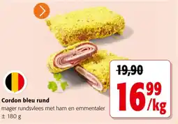 Colruyt Cordon bleu rund mager rundsvlees met ham en emmentaler aanbieding