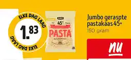 Jumbo Jumbo geraspte pastakaas 45+ 150 gram aanbieding