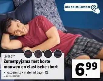 Lidl Zomerpyjama met korte mouwen en elastische short aanbieding