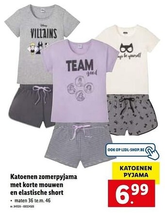 Lidl Katoenen zomerpyjama met korte mouwen en elastische short aanbieding
