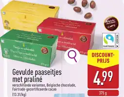 ALDI Gevulde paaseitjes met praliné aanbieding