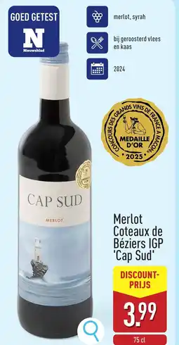 ALDI Merlot coteaux de béziers igp 'cap sud' aanbieding