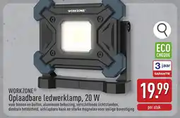 ALDI Workzone oplaadbare ledwerklamp, 20 w aanbieding