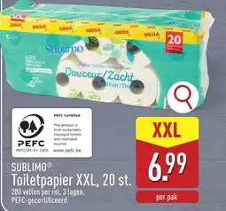 ALDI Sublimo toiletpapier xxl, 20 st. aanbieding