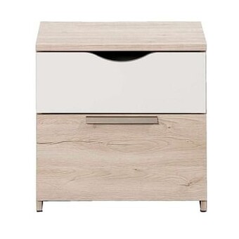 Leen Bakker Nachtkastje Tempo - eikenkleur/wit - 43x43x34 cm - Leen Bakker aanbieding