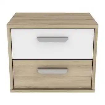 Leen Bakker Demeyere Nachtkastje Aelig 2 lades - eikenkleur/wit - Leen Bakker aanbieding